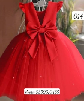 đầm công chúa đỏ tết cho bé