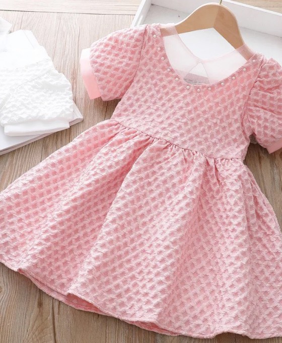 Đầm xinh bé gái - Váy Babydoll phối ren ngực vải đũi xốp 2 màu xanh, hồng  cho bé 8-18kg | Lazada.vn